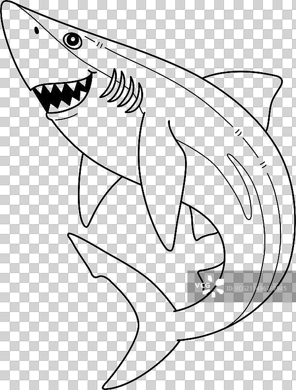 大青鲨儿童涂色页图片素材