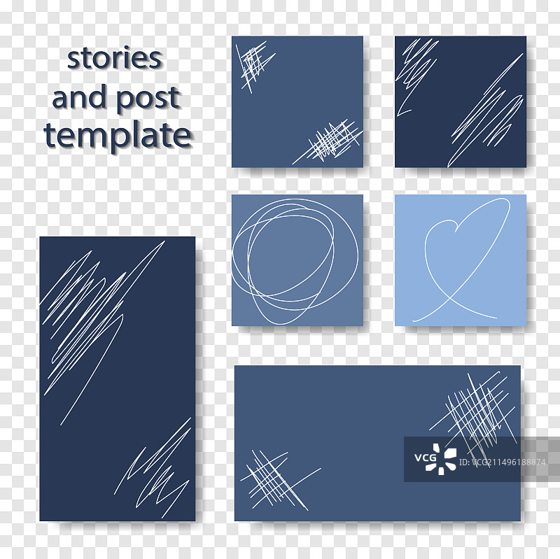 现代蓝色社交媒体故事和帖子套装图片素材