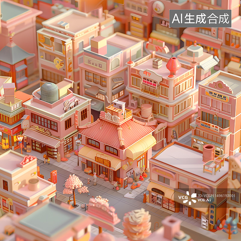 【AI数字艺术】微缩景观3D立体城镇房屋建设图片素材