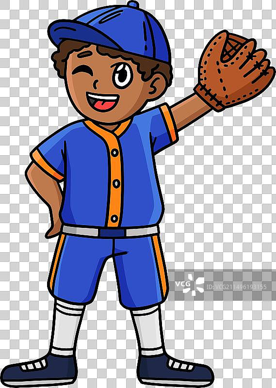 卡通棒球投手挥手剪贴画图片素材