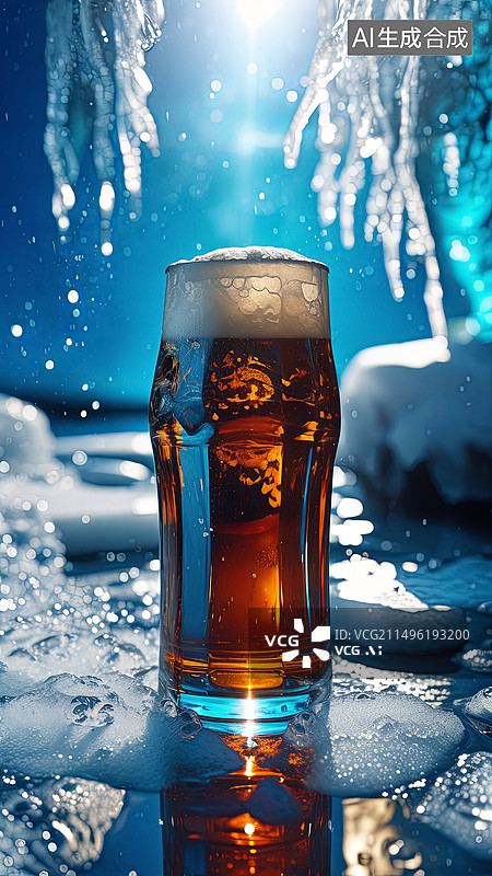 【AI数字艺术】冰冻的啤酒图片素材