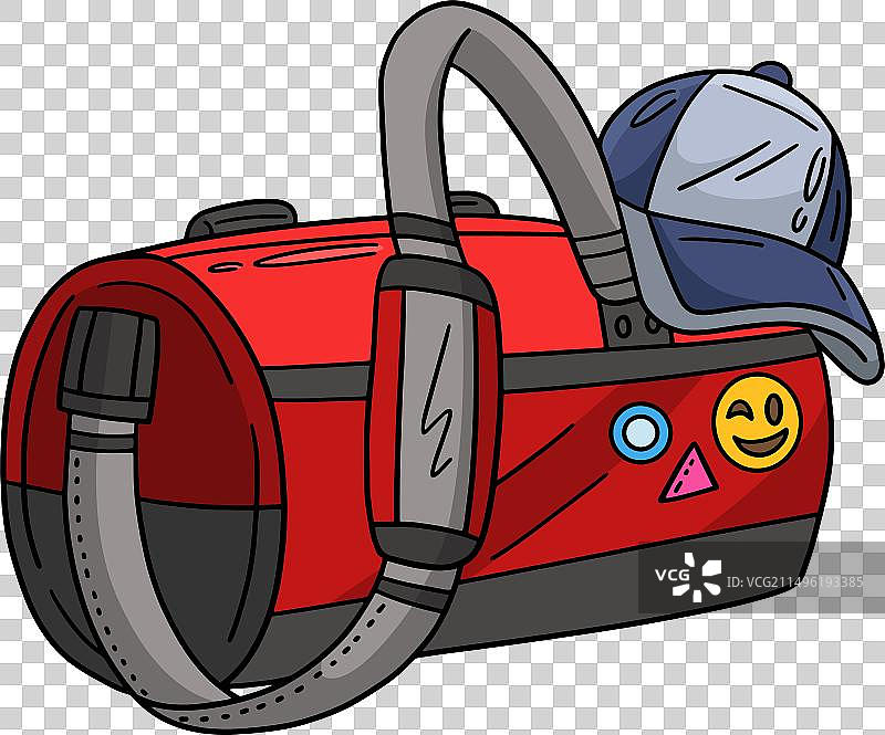 卡通彩色运动包和帽子剪贴画图片素材