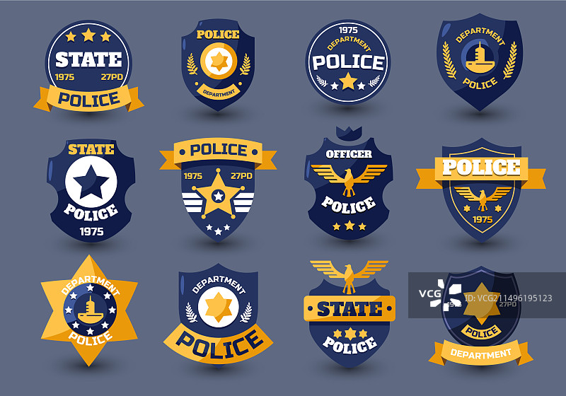 警察徽章和警长证件图片素材