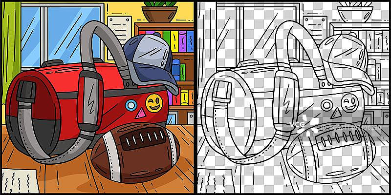 美式橄榄球运动包填色图片素材