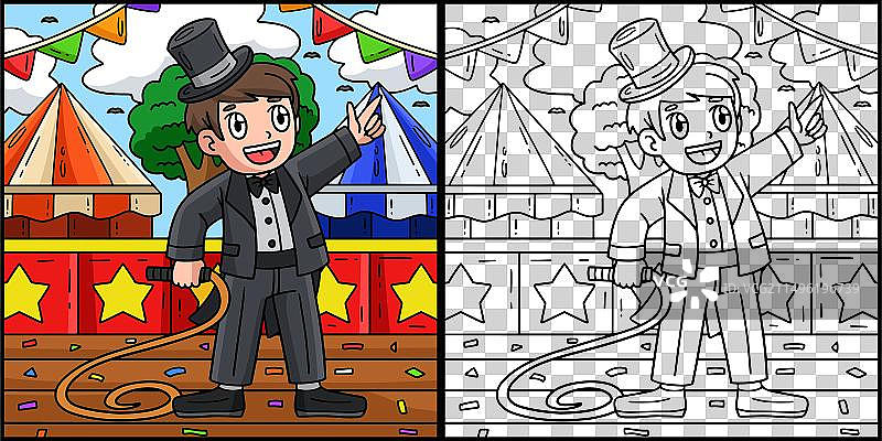 马戏团指挥鞭子着色图片素材