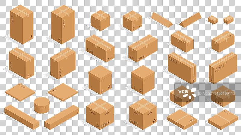 2.5D正方形纸板箱图片素材