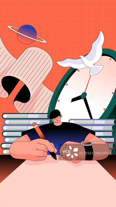 勤学苦练：学生写作业画面图片素材