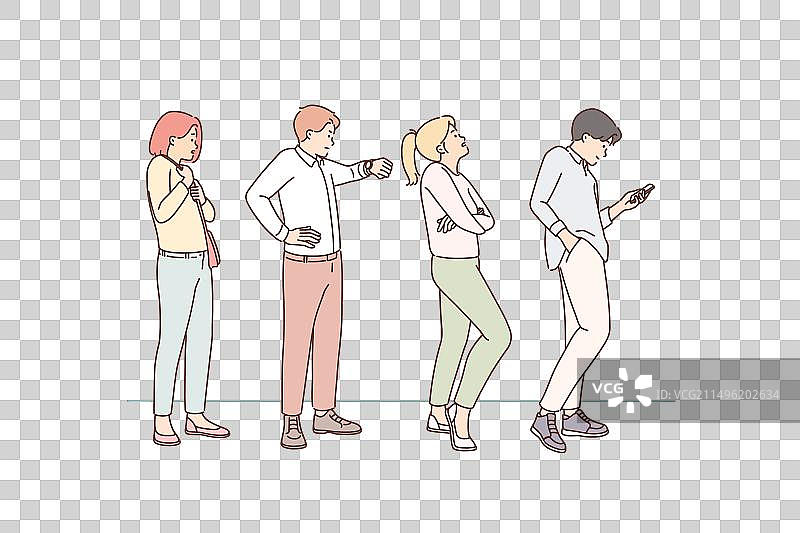 压力大的人们排队等候图片素材