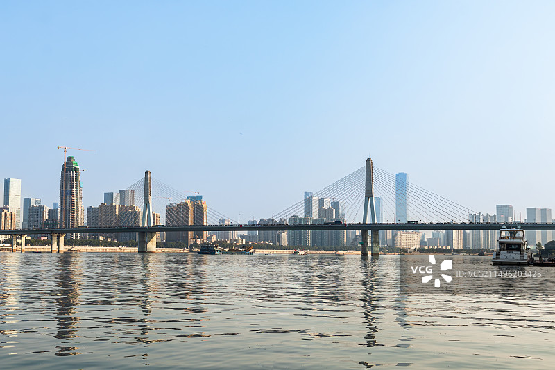 长沙湘江银盆岭大桥周围风光图片素材