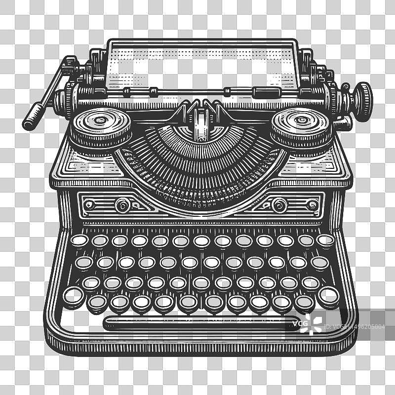 复古打字机雕刻图片素材