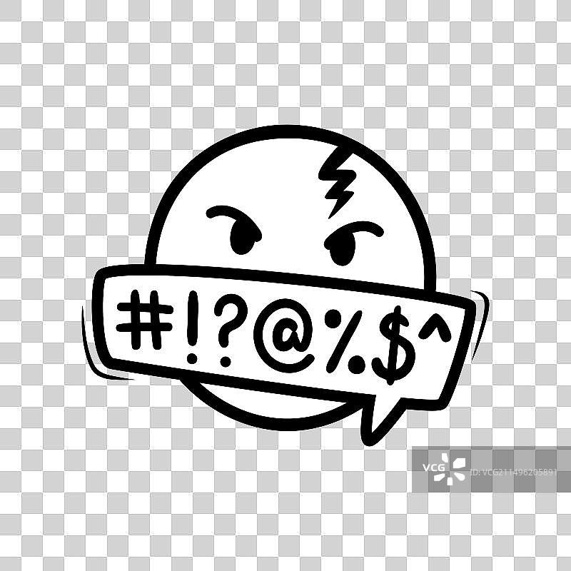 带云的漫画脏话气泡愤怒表情符号图片素材