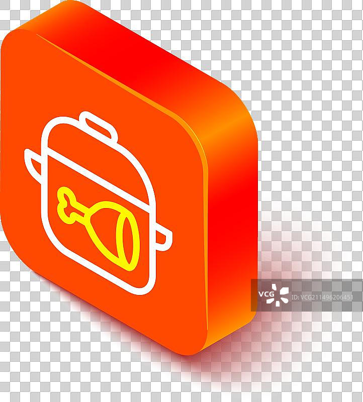 2.5D线条烹饪锅和鸡腿图标图片素材