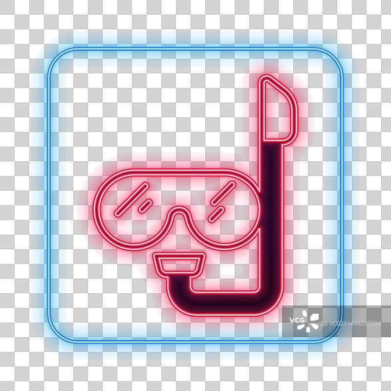 发光霓虹潜水面罩和呼吸管图标图片素材