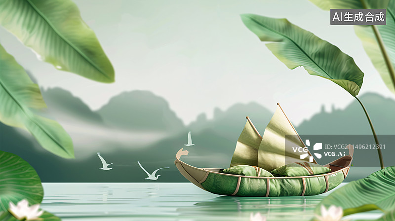【AI数字艺术】3D端午节龙舟图片素材