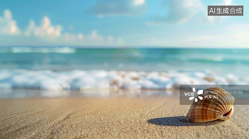 【AI数字艺术】海螺海滩沙滩素材图片图片素材