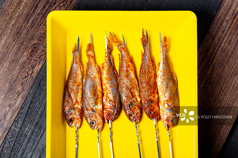 小黄鱼烤串图片素材