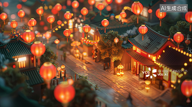 【AI数字艺术】微距春节街道图片素材