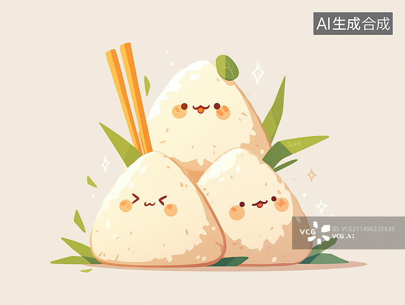【AI数字艺术】端午节食物粽子插画图片素材