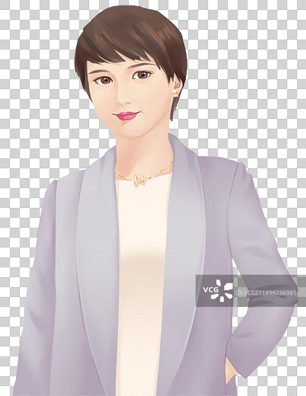 手绘短发职场女性图片素材