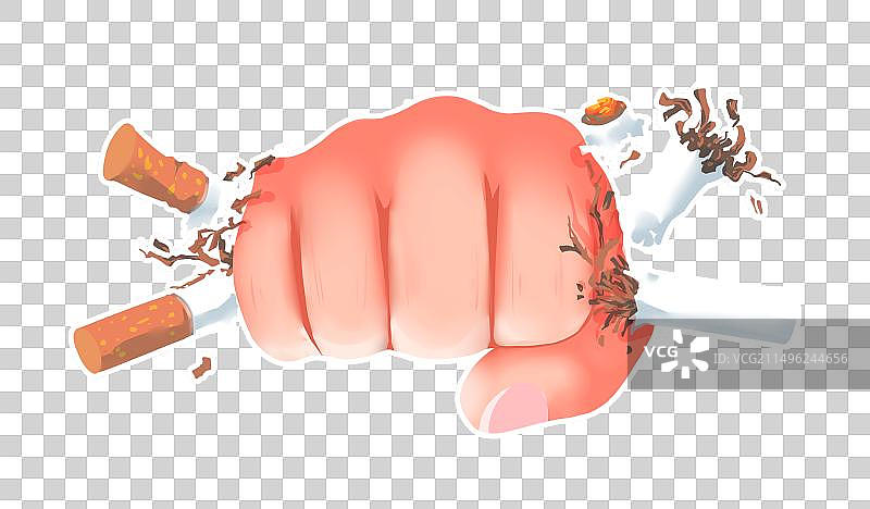 世界无烟日戒烟手势手绘元素图片素材