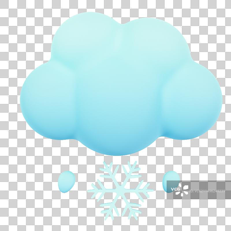 3D立体云雪下雪霜降天气元素图片素材