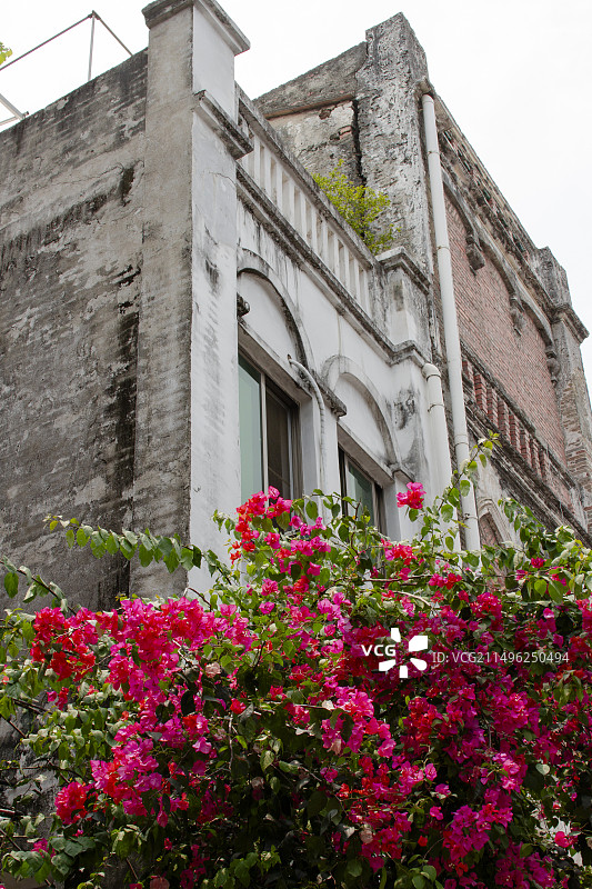 广西北海老街西洋骑楼建筑局部特色图片素材