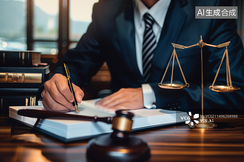 【AI数字艺术】在工作的法官图片素材