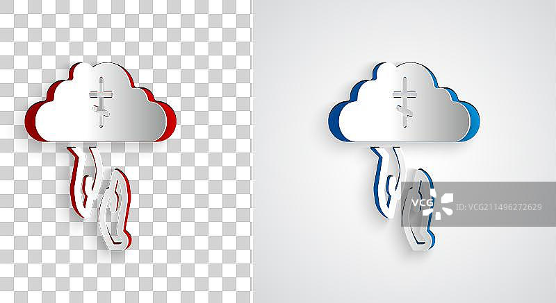 灰色背景上的剪纸风格神助之手图标图片素材
