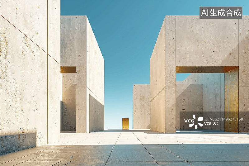 【AI数字艺术】现代人造建筑大量留白空场景广场展台图片素材