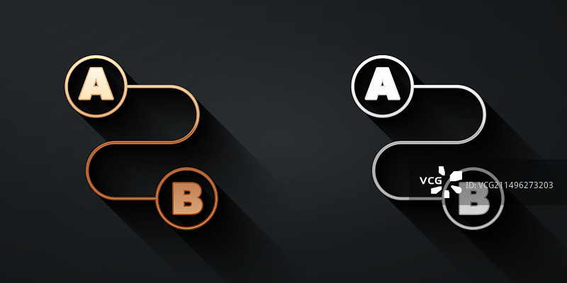 金色和银色路线位置图标图片素材