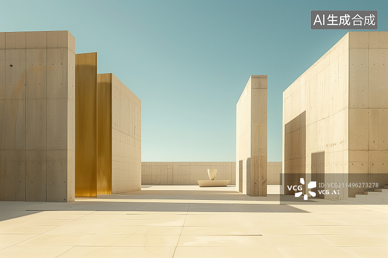 【AI数字艺术】现代人造建筑大量留白空场景广场展台图片素材
