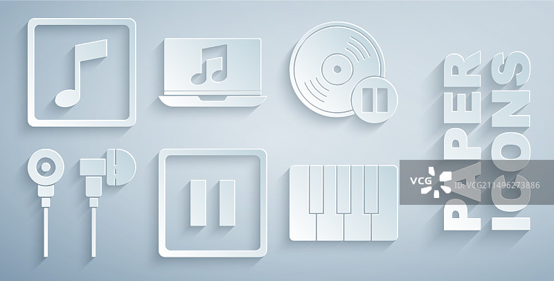 暂停按钮、黑胶唱片、耳机音乐套装图片素材