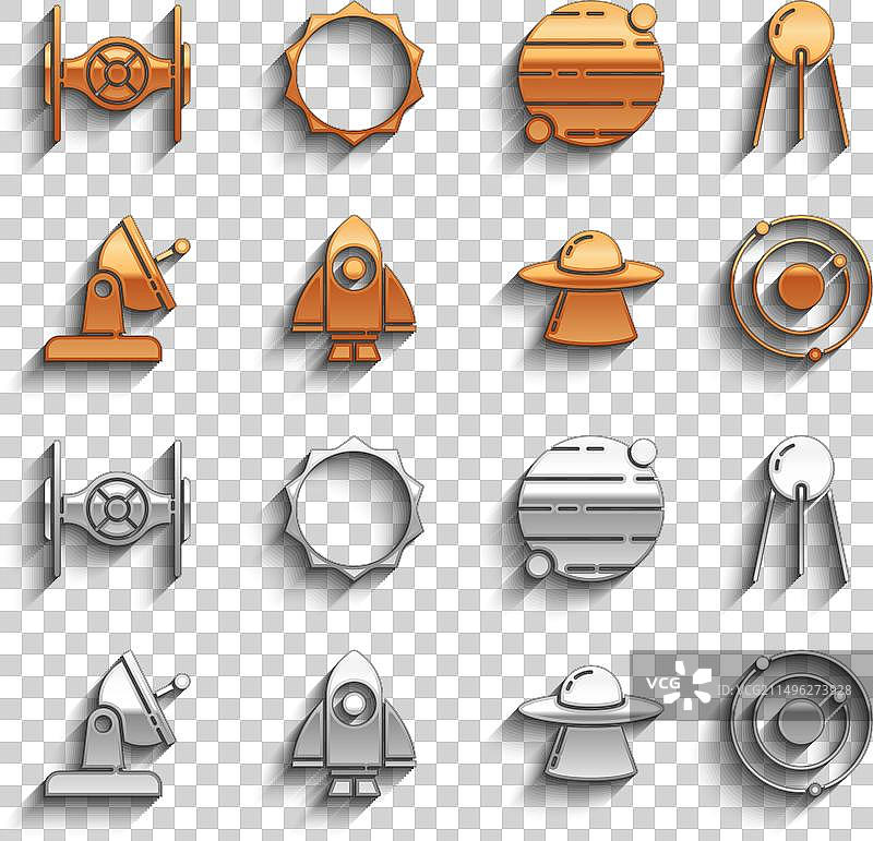 火箭飞船卫星太阳系不明飞行物套装图片素材