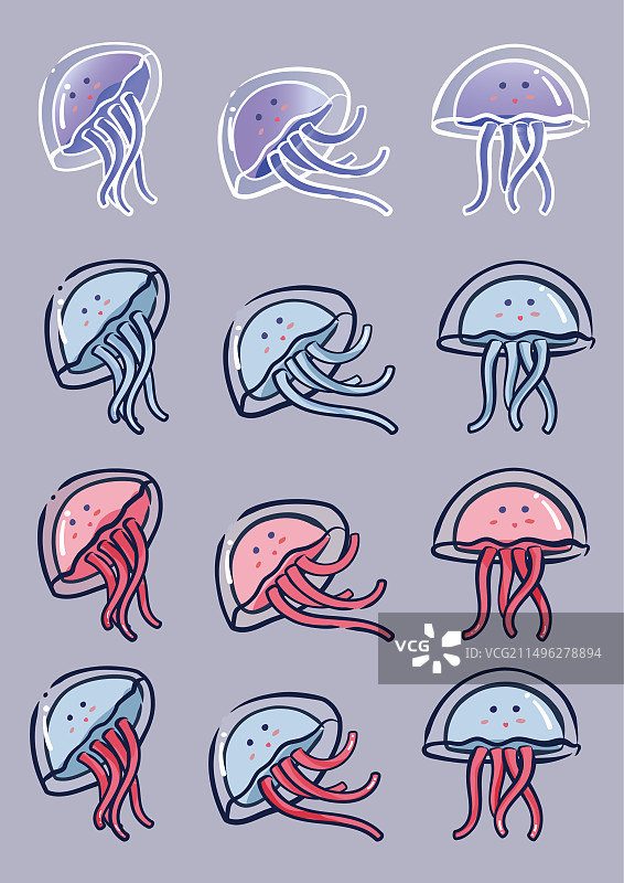 海洋生物可爱卡通半透明海泽插画图片素材