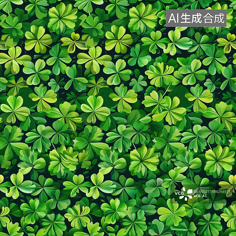 【AI数字艺术】抽象四叶草循环图案插画图片素材