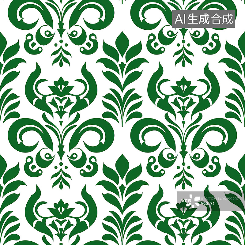 【AI数字艺术】绿色抽象纹理循环图案插画图片素材