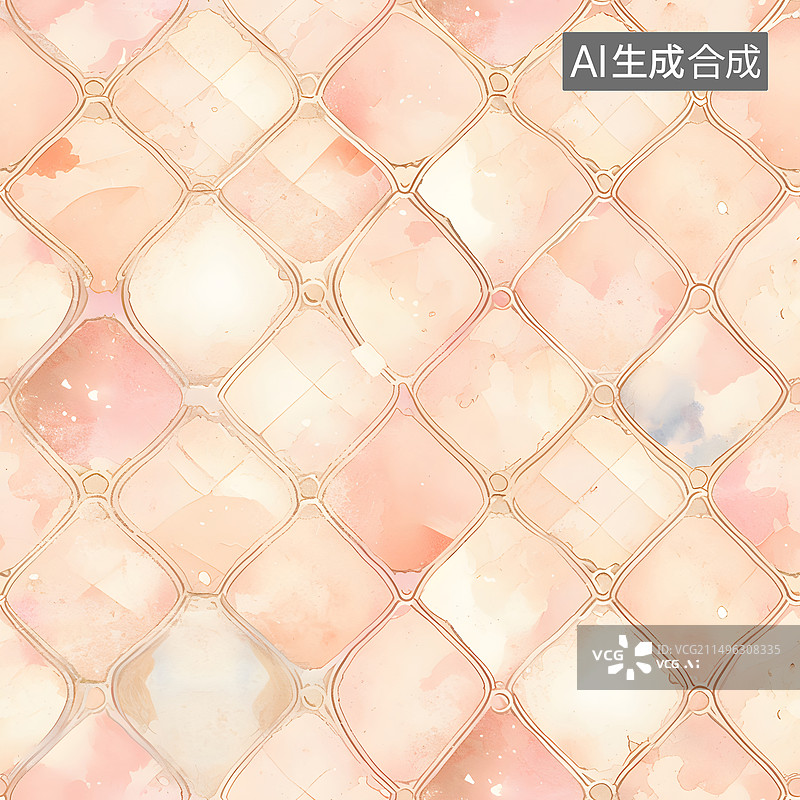 【AI数字艺术】3d立体几何现代轻奢粉金色四方连续花纹图案图片素材