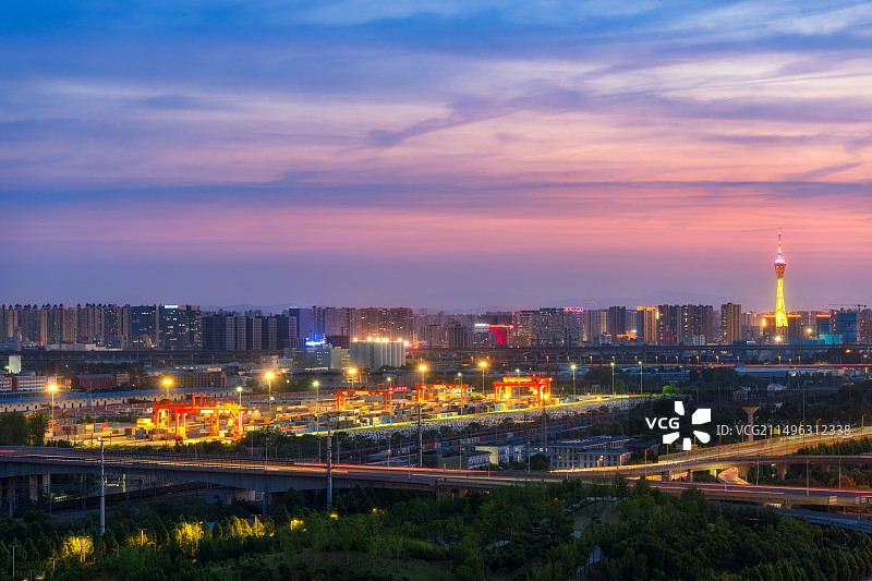 河南省，郑州市，国际陆港联检中心，中欧班列，莆田站，莆田货场，郑州国际陆港，一带一路，全球化，航拍图片素材