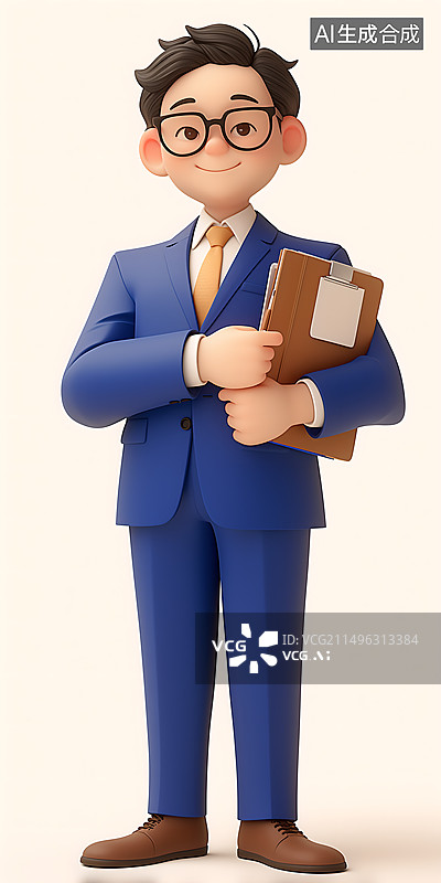 【AI数字艺术】站在白色背景下拿着书的商人图片素材