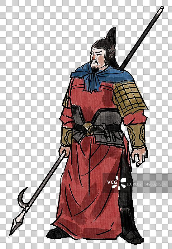 水墨风水墨画中国风新中式古风古典传统文化四大名著水浒传人物金枪手徐宁元素素材插画图片素材