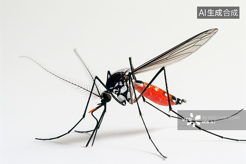 【AI数字艺术】白色背景下的花斑蚊图片素材