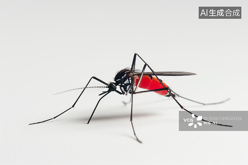 【AI数字艺术】白色背景下的花斑蚊图片素材