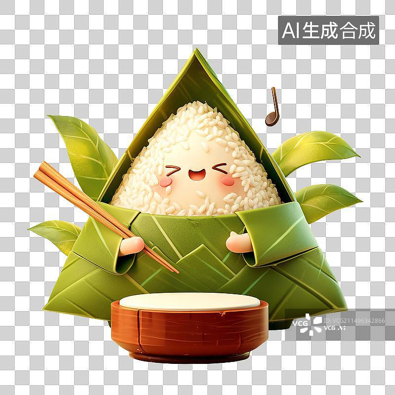 【AI数字艺术】3D卡通粽子IP图片素材