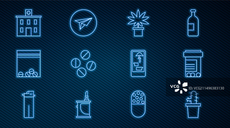 盆栽仙人掌佩奥特仙人球药瓶线条图标图片素材