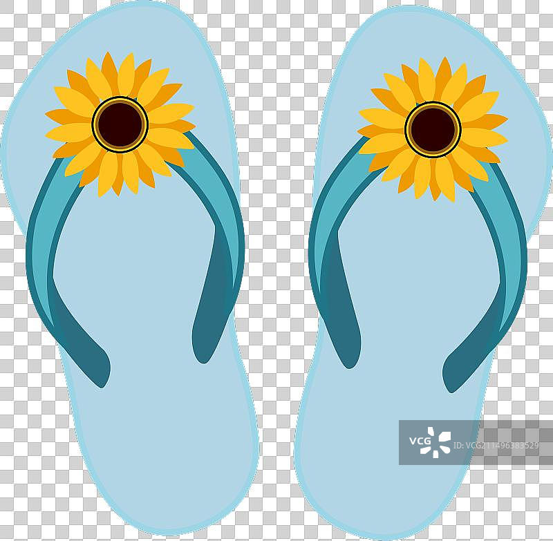 蓝色夏季女士拖鞋图片素材