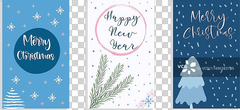 手绘风新年圣诞贺卡图片素材