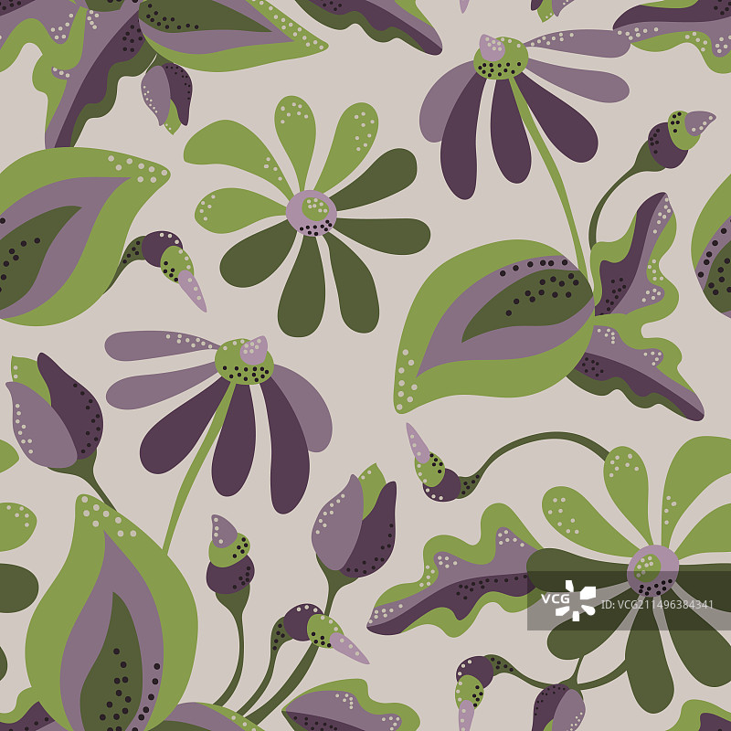 程式化植物花卉无缝图案图片素材