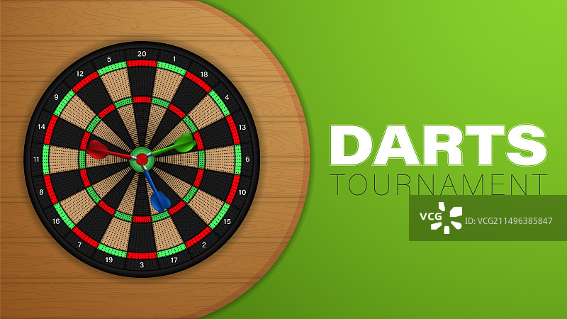 飞镖锦标赛靶盘与飞镖图片素材