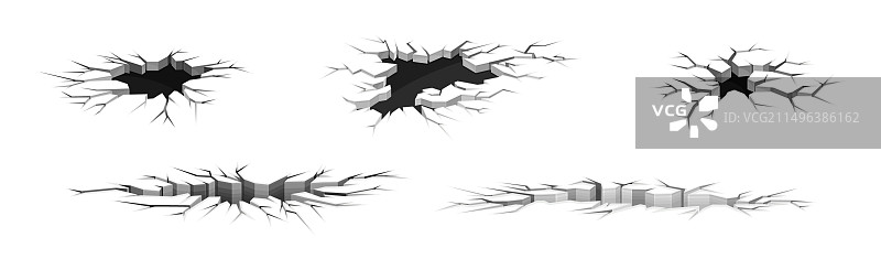 地震裂缝和地面孔洞图片素材