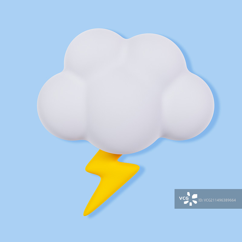 3D立体云和闪电雷阵雨天气元素插画图片素材